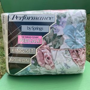 Vintage 90s floral pastel rose King Percale sheet set in ‘Jennifer’ print
